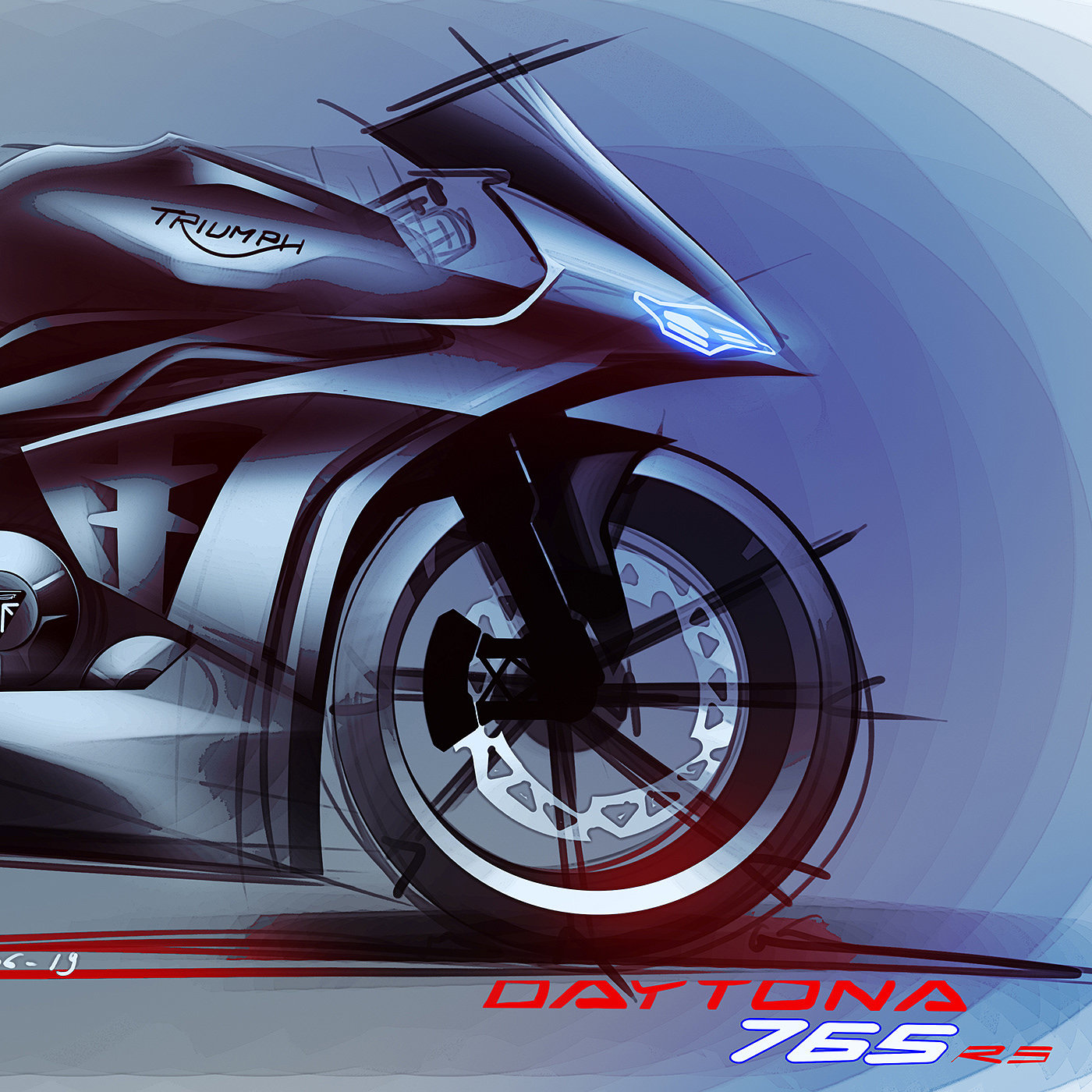 Hand drawn，Motorcycle design，Triumph，