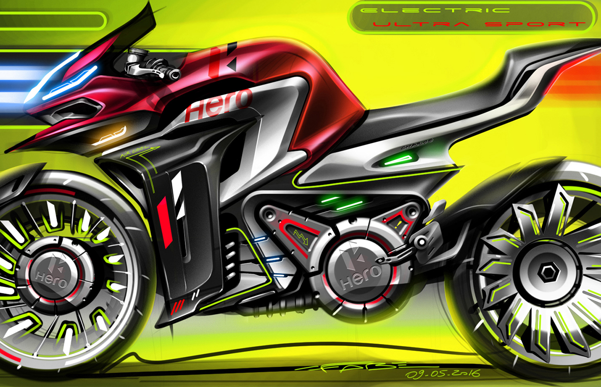 Hand drawn，Motorcycle design，Triumph，