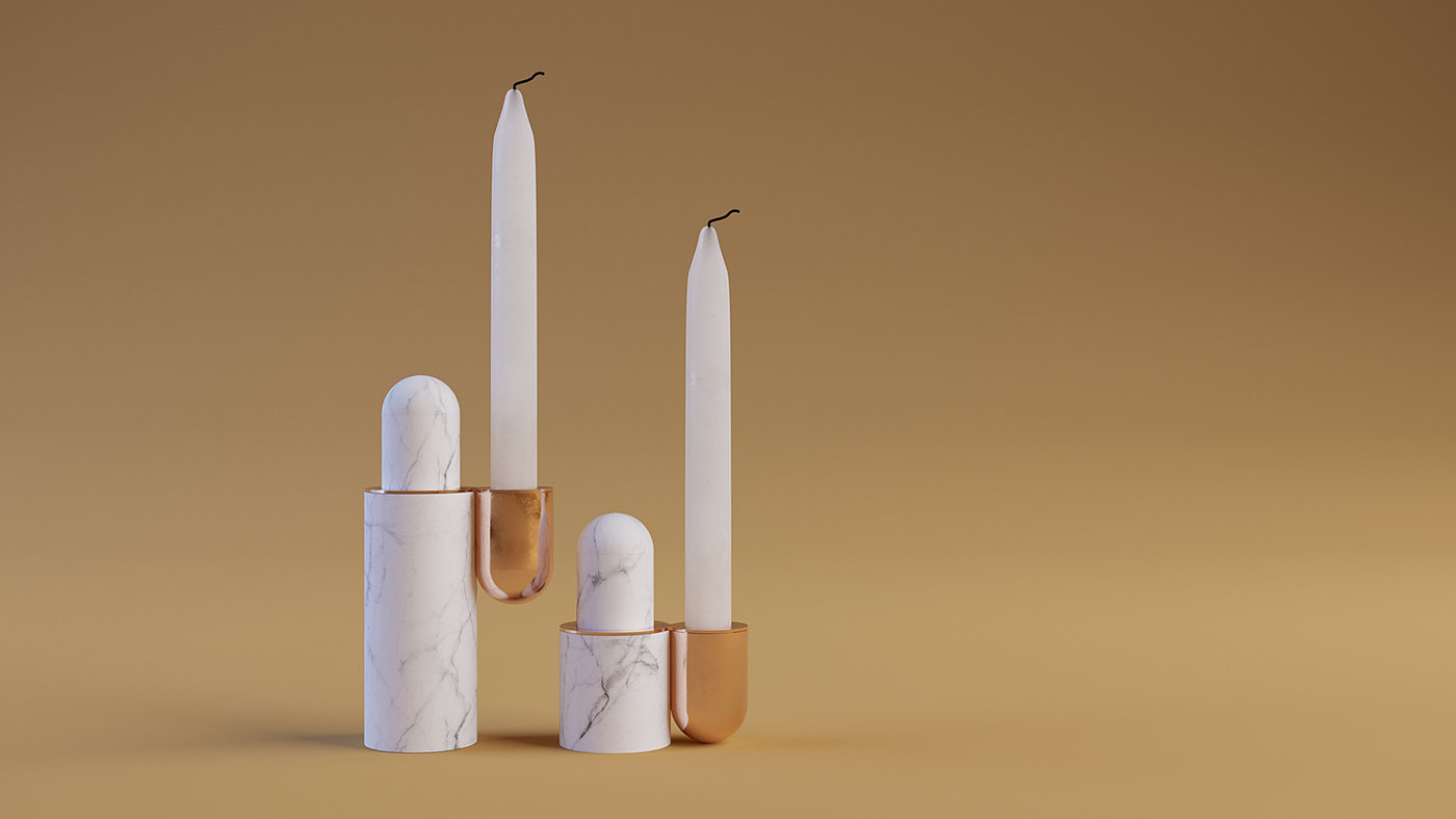 Candlestick design，white，Up&Up candlestick，