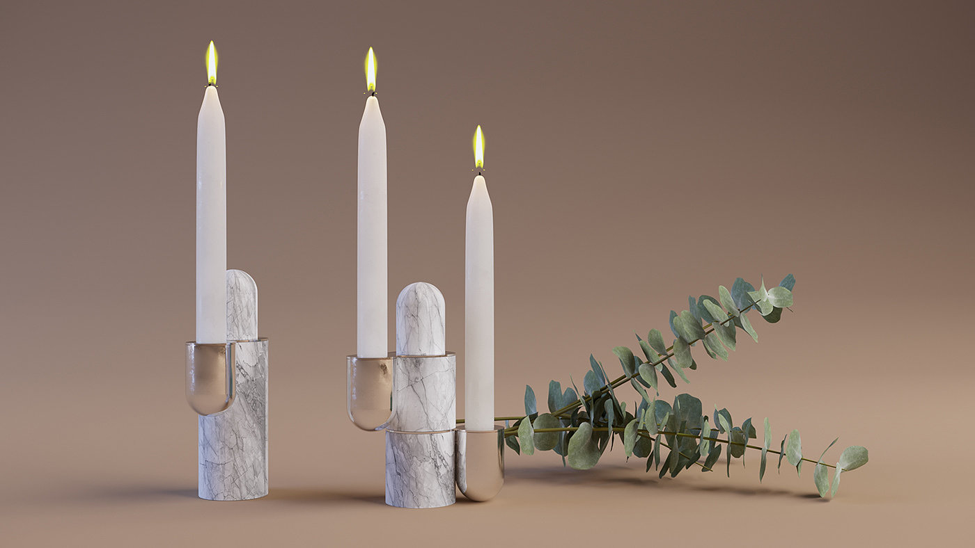 Candlestick design，white，Up&Up candlestick，