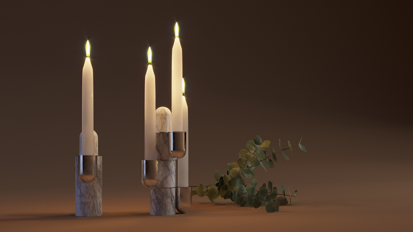 Candlestick design，white，Up&Up candlestick，