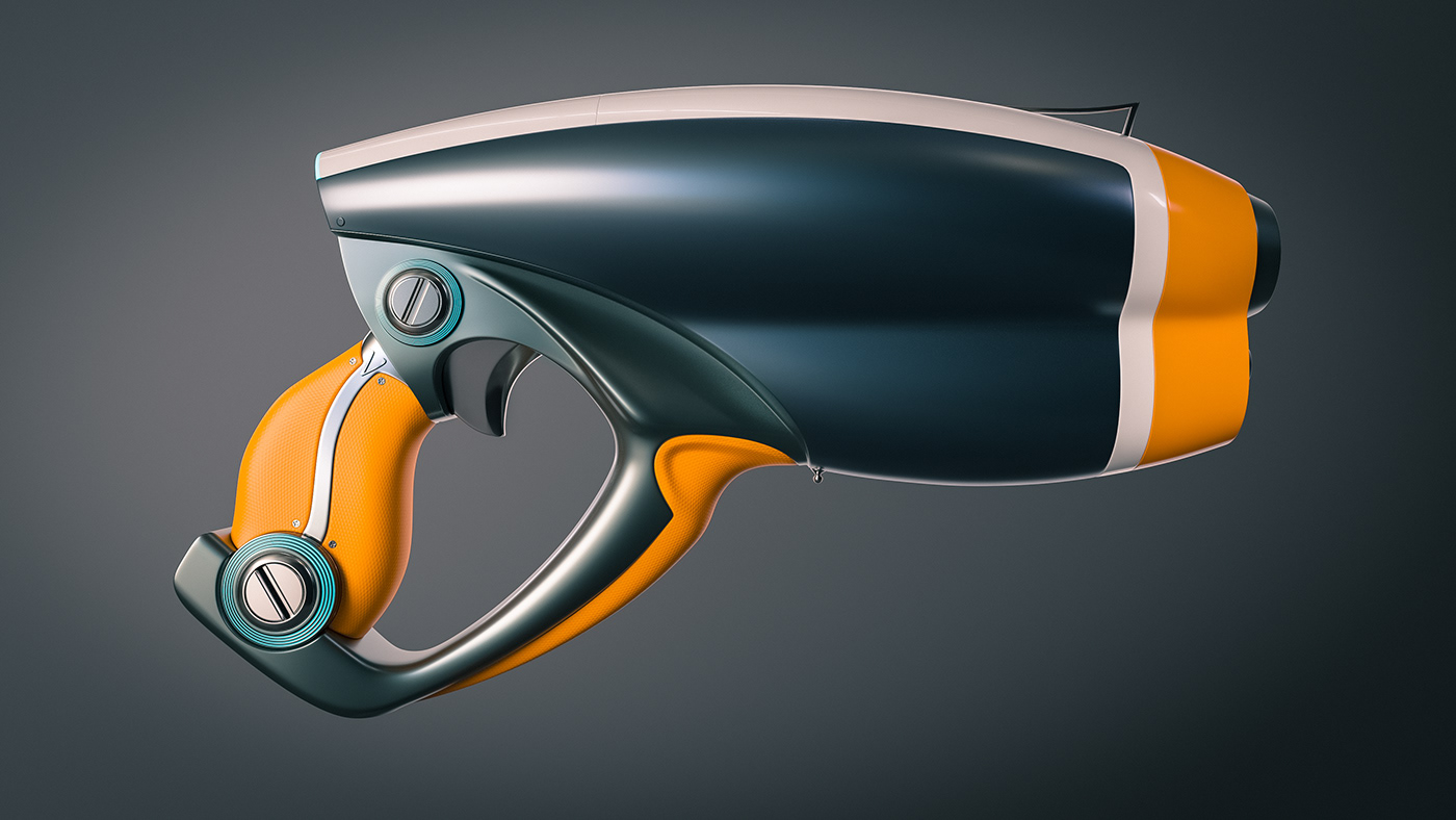 3D rendering，Pistol design，Sci-Fi Pistol，