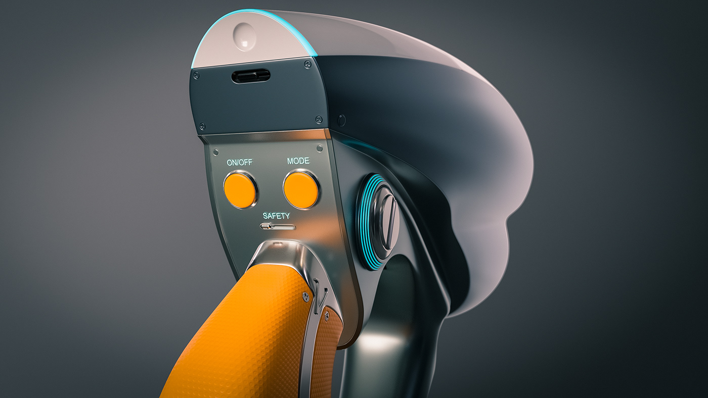 3D rendering，Pistol design，Sci-Fi Pistol，