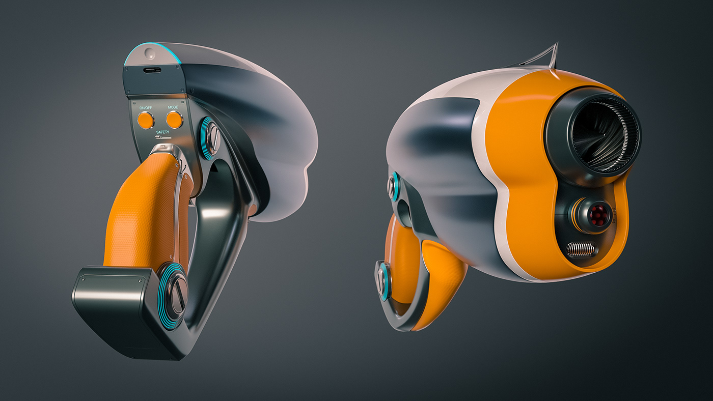 3D rendering，Pistol design，Sci-Fi Pistol，