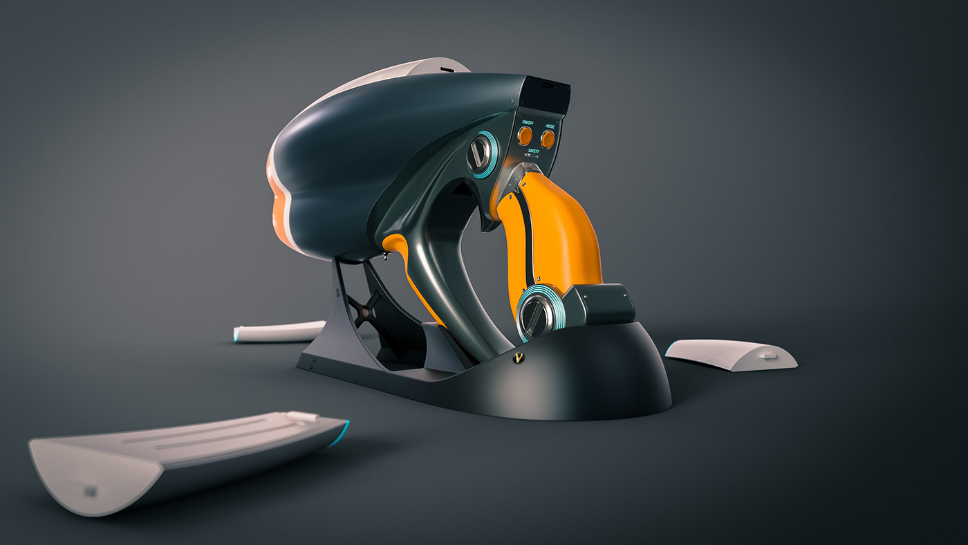 3D rendering，Pistol design，Sci-Fi Pistol，