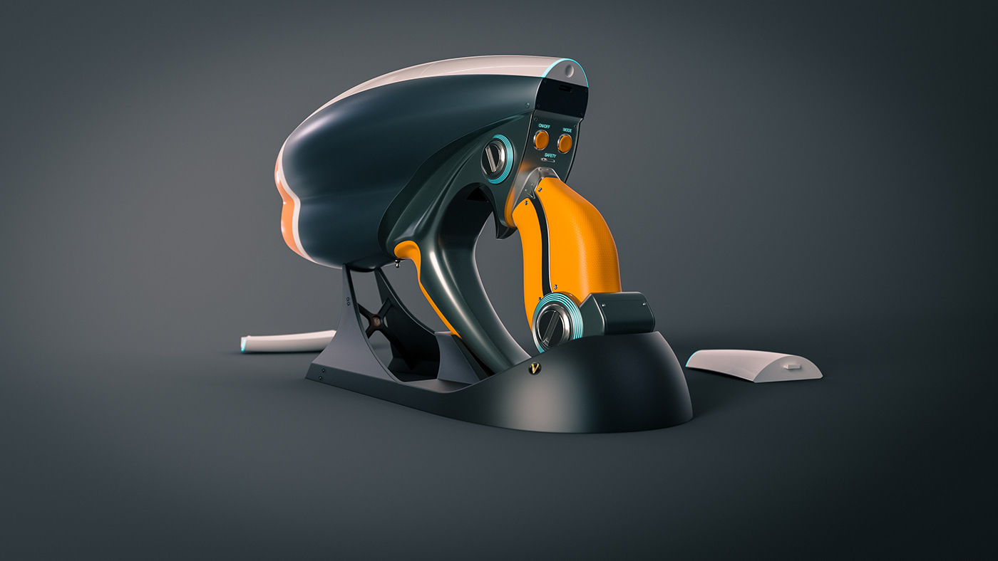 3D rendering，Pistol design，Sci-Fi Pistol，