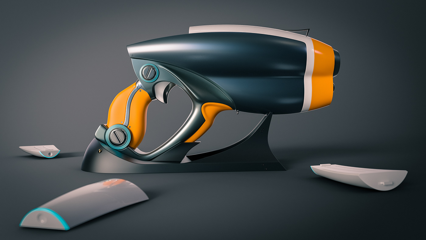 3D rendering，Pistol design，Sci-Fi Pistol，