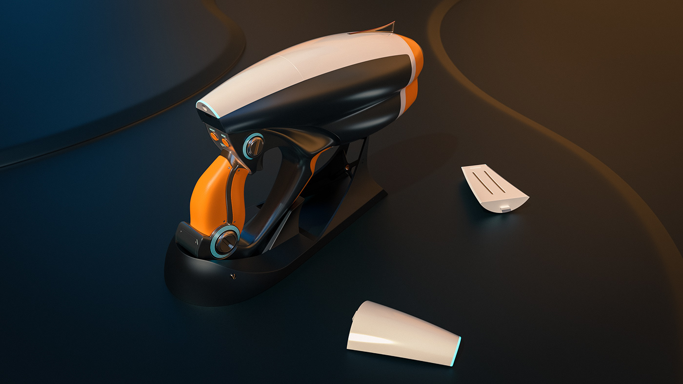 3D rendering，Pistol design，Sci-Fi Pistol，