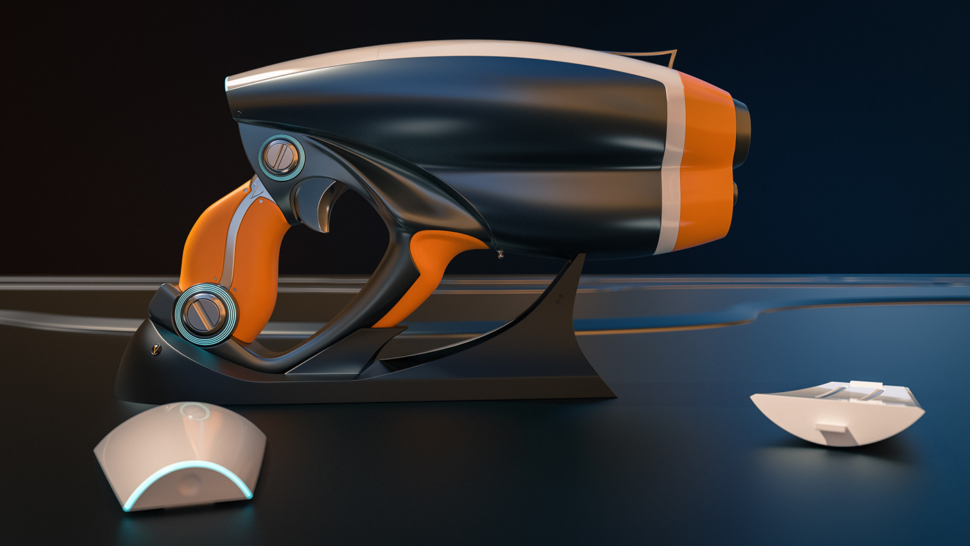 3D rendering，Pistol design，Sci-Fi Pistol，