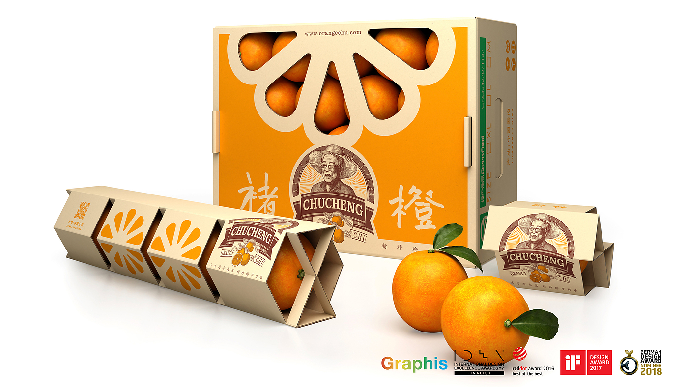 褚橙，水果包装，橙色包装，品牌设计，潘虎包装设计，