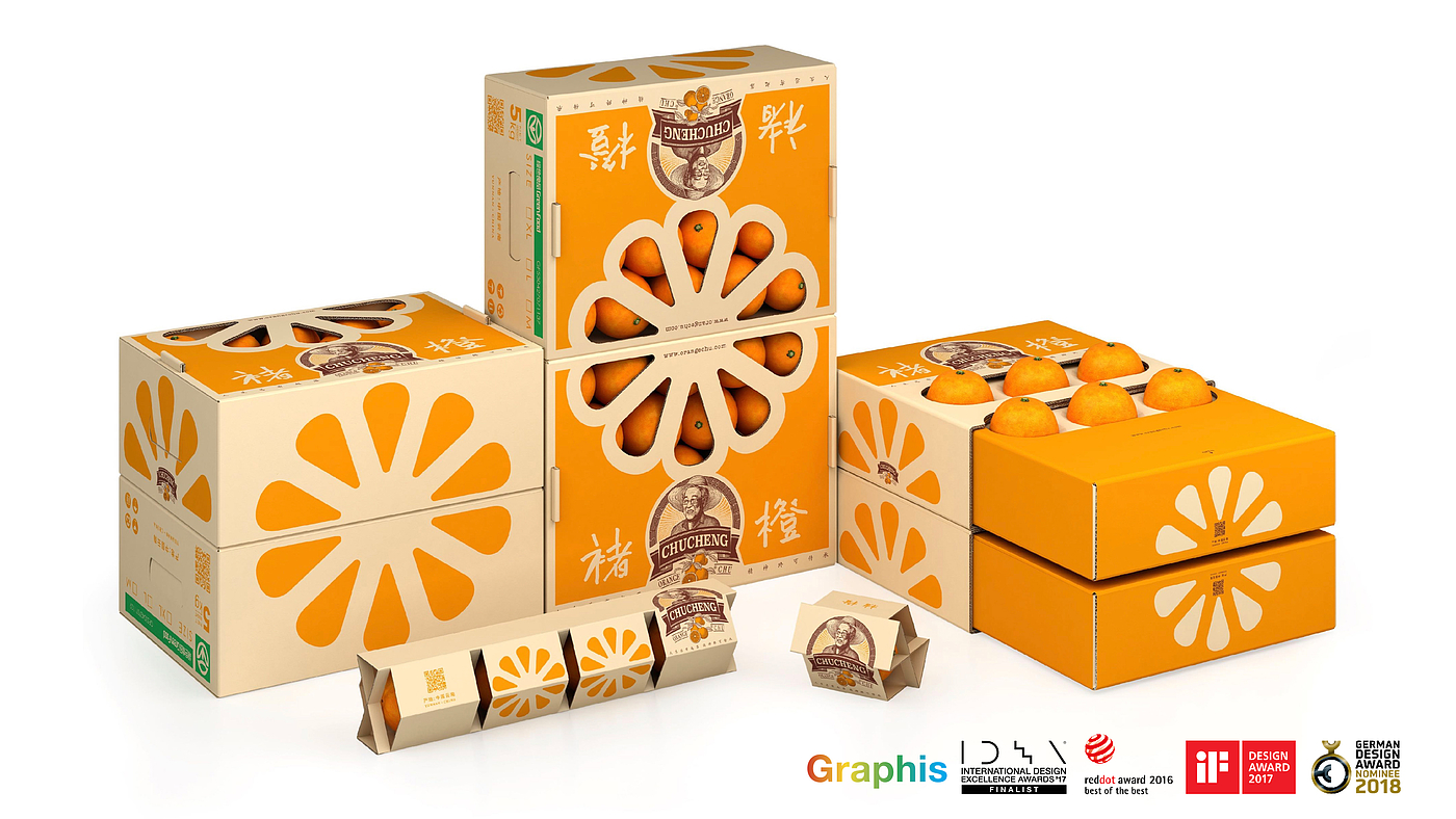 褚橙，水果包装，橙色包装，品牌设计，潘虎包装设计，