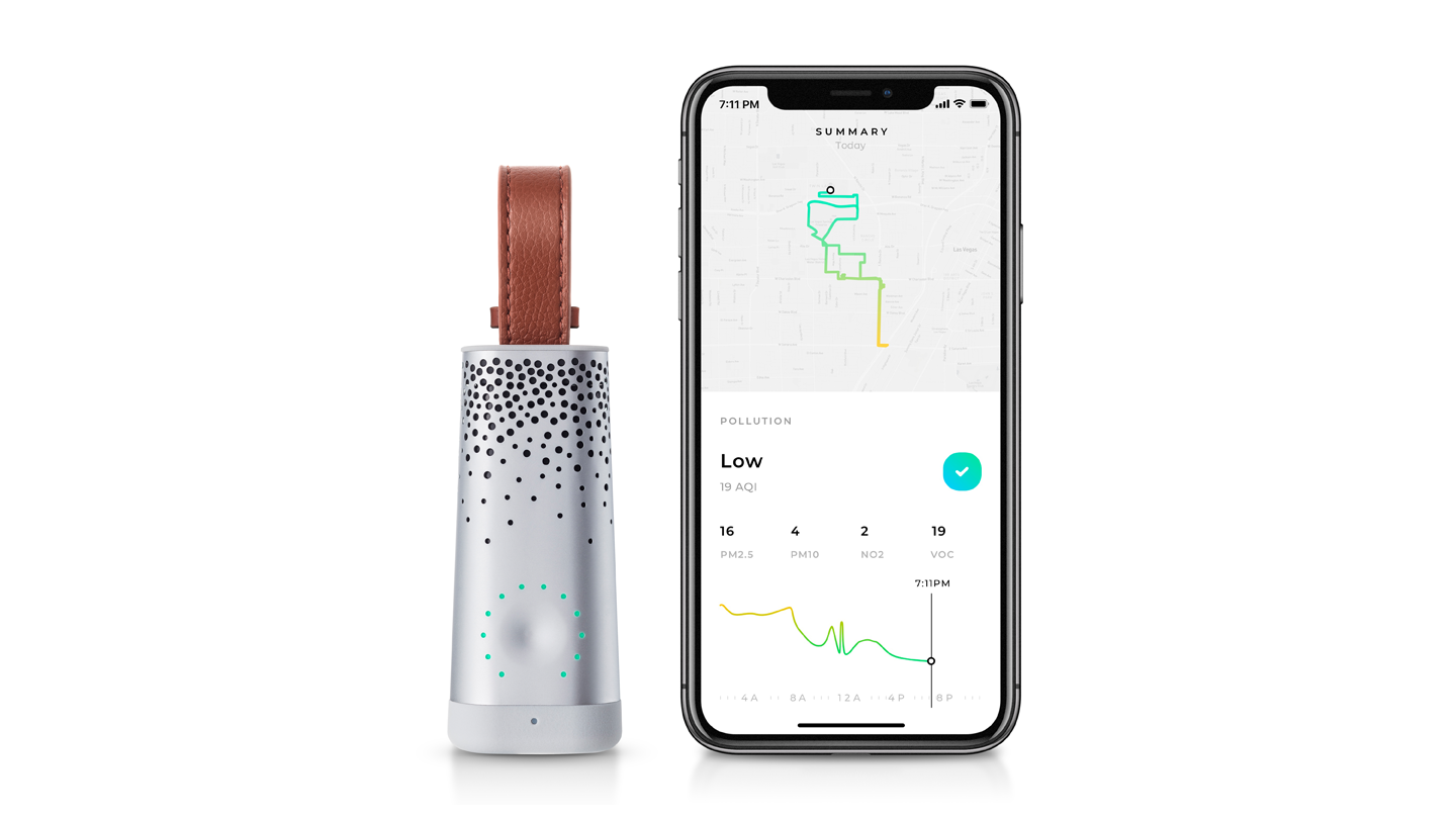 contaminated，air，2019 red dot product design award，reddot，Flow by Plume Labs，app，sensor，