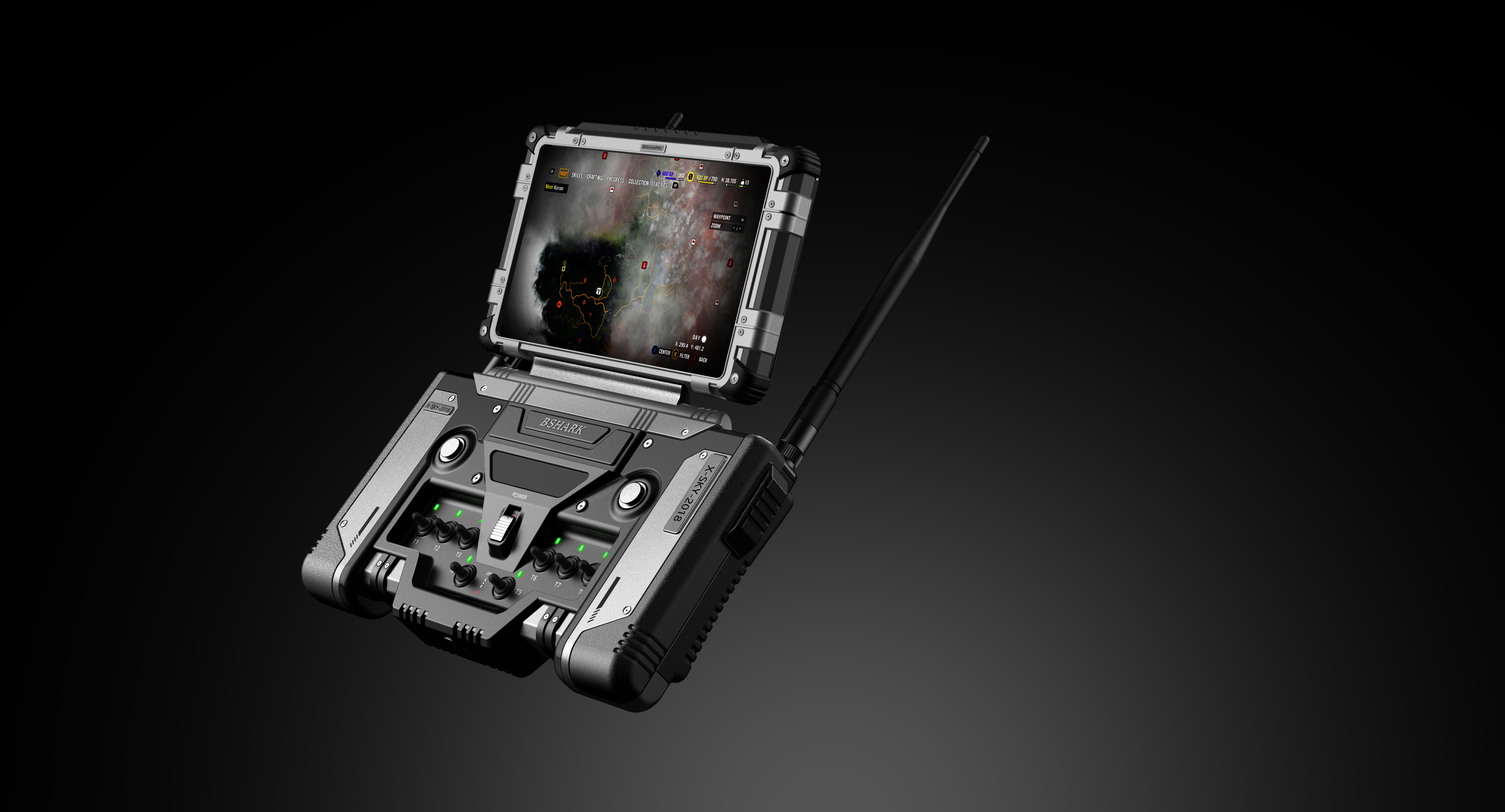 Remote control design, military equipment, handheld, industrial design, machinery，