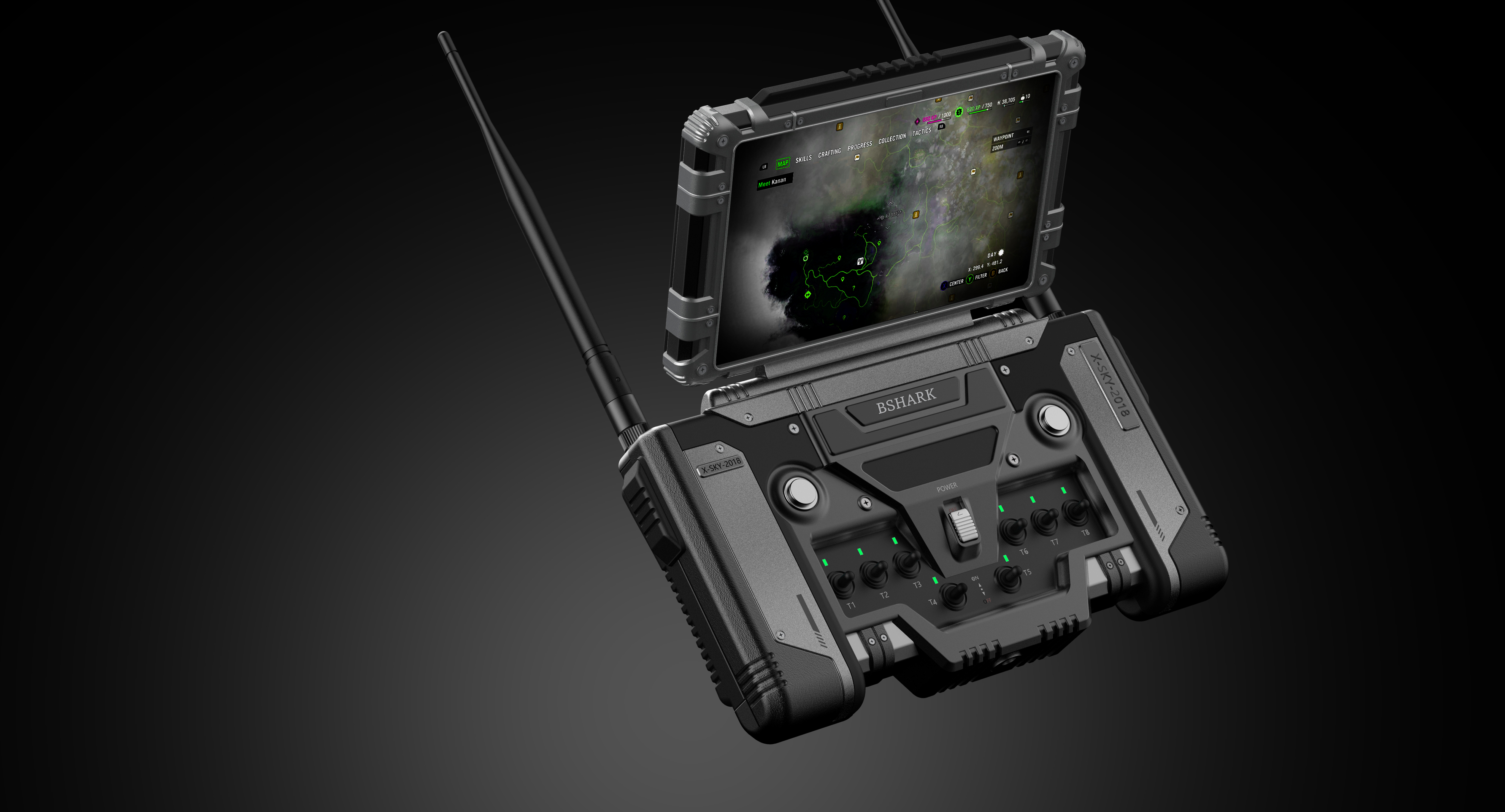 Remote control design, military equipment, handheld, industrial design, machinery，