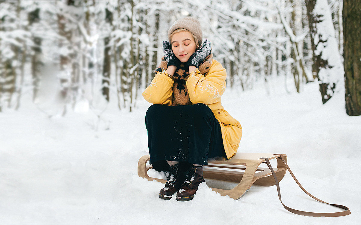 Slē，胶合板雪橇，木质，