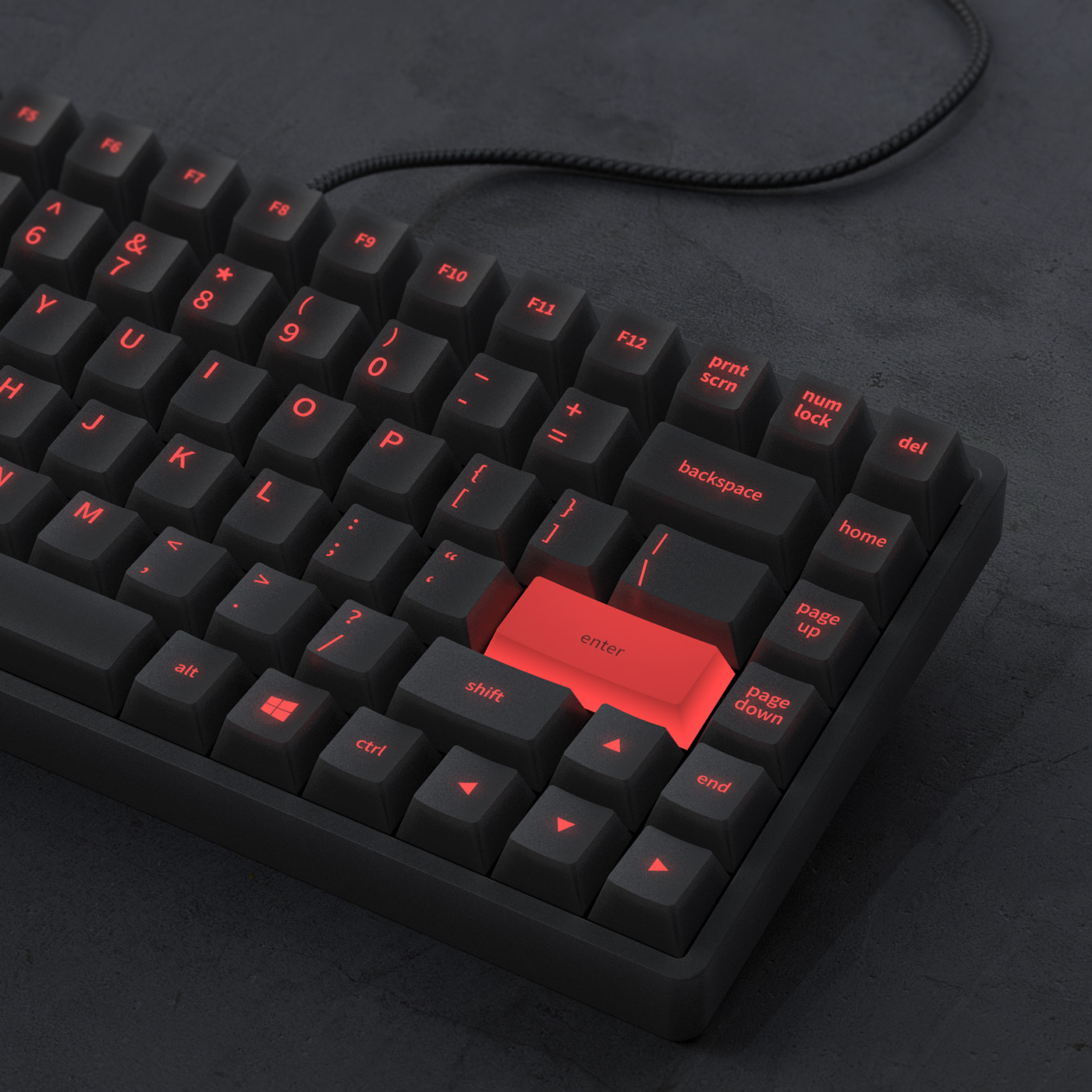 black，Keyboard design，Glowing Coals，