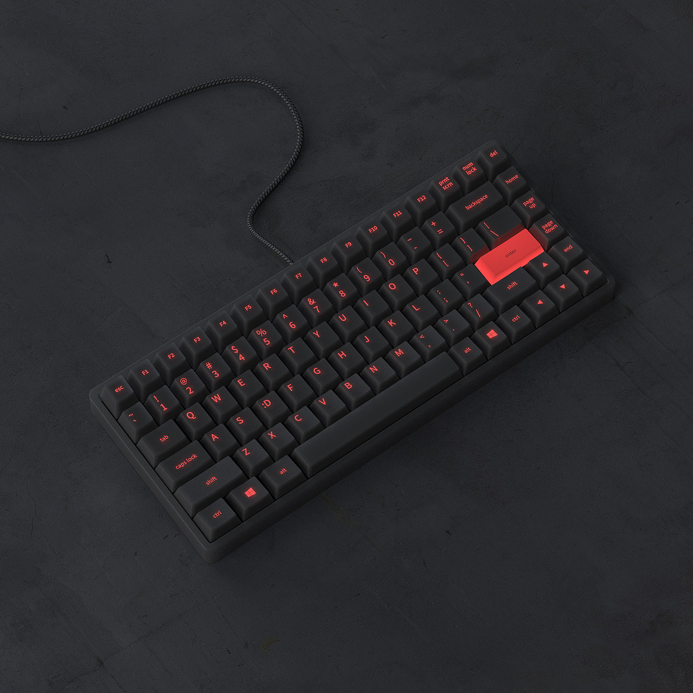 black，Keyboard design，Glowing Coals，