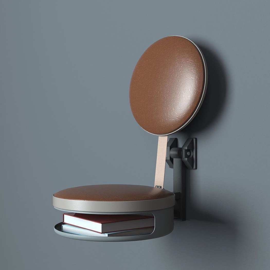 Metal，Wall mounted chair，furniture design ，