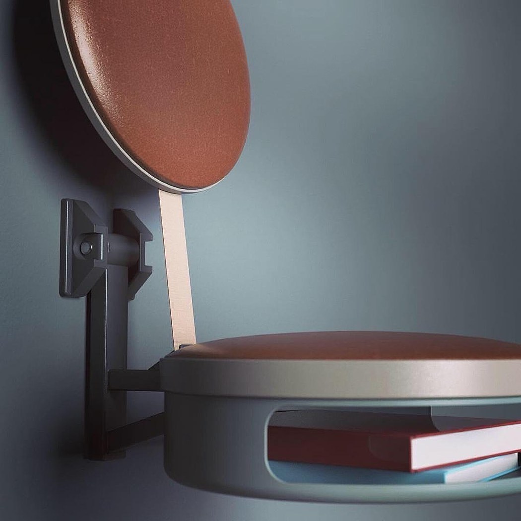 Metal，Wall mounted chair，furniture design ，
