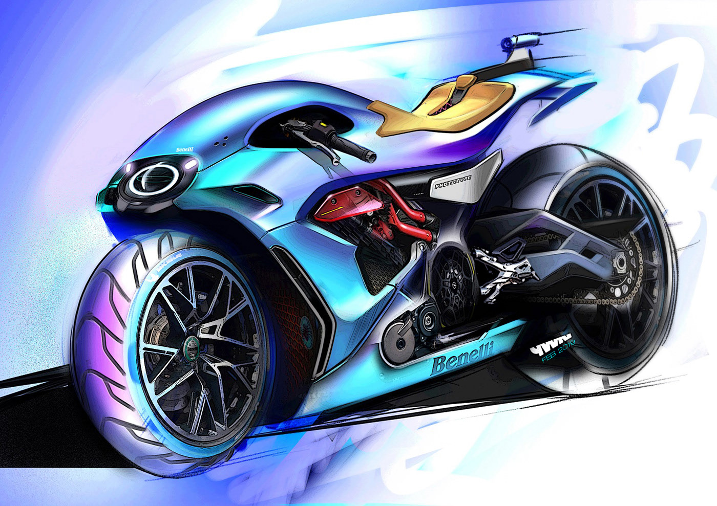 motorcycle，Hand drawn，benelli，