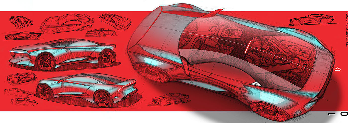 vehicle，Hand drawn，conceptual design，portfolio，