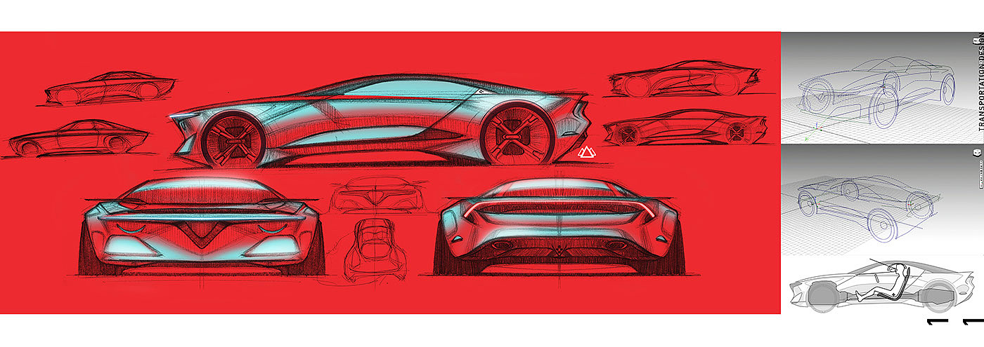 vehicle，Hand drawn，conceptual design，portfolio，