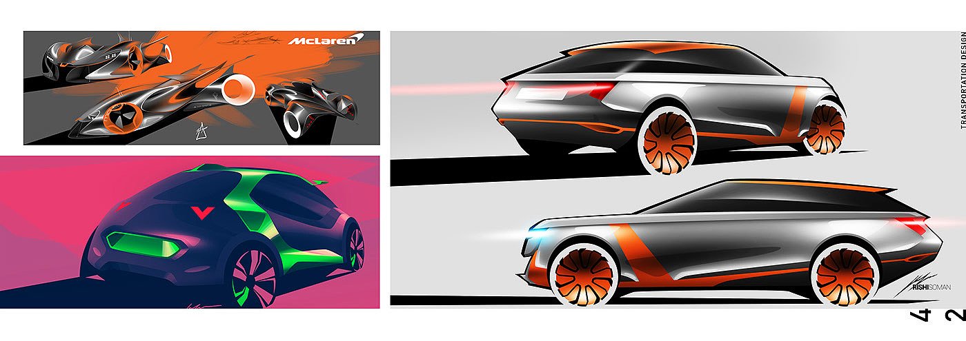 vehicle，Hand drawn，conceptual design，portfolio，