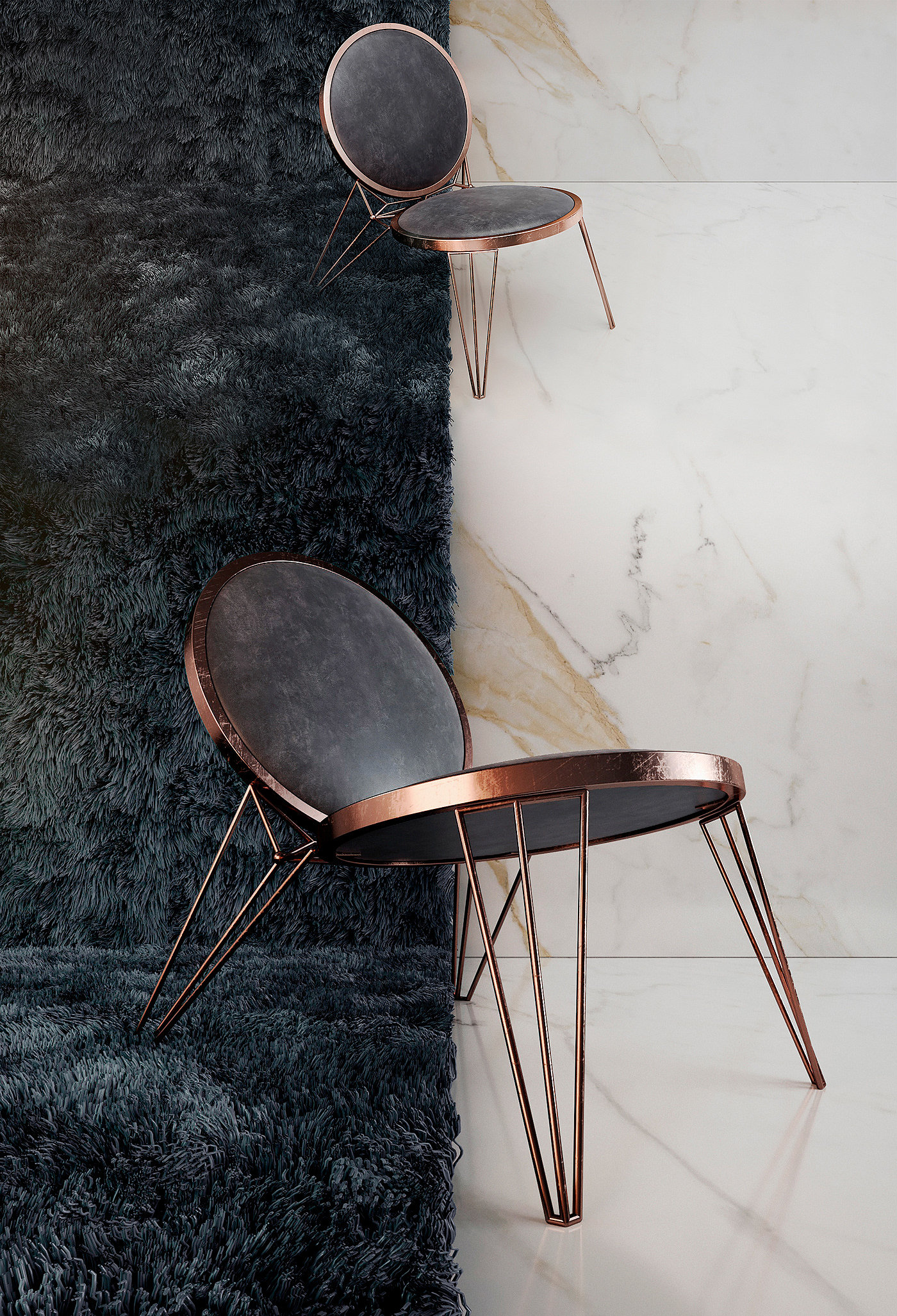 MOON chair，椅子设计，金属，