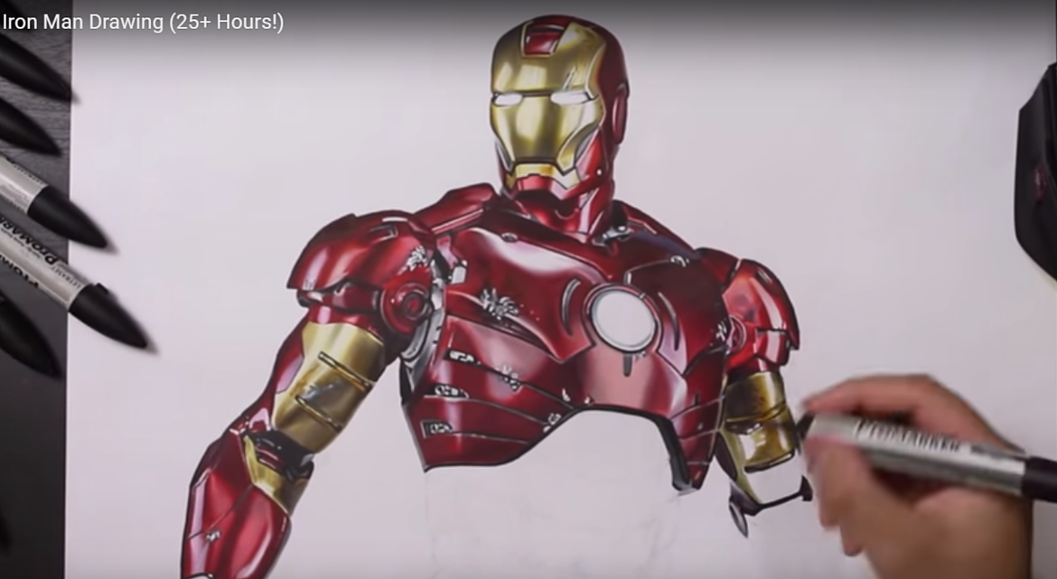 video，Iron Man，Hand drawn，marker pen，