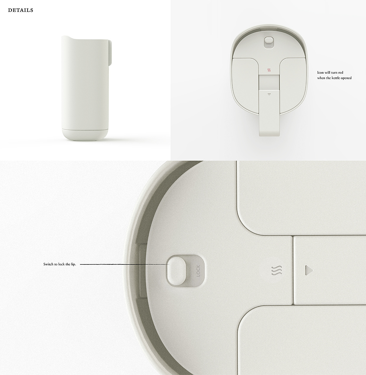 Thermal insulation kettle，Movable grip，product design，industrial design，Kitchen supplies，