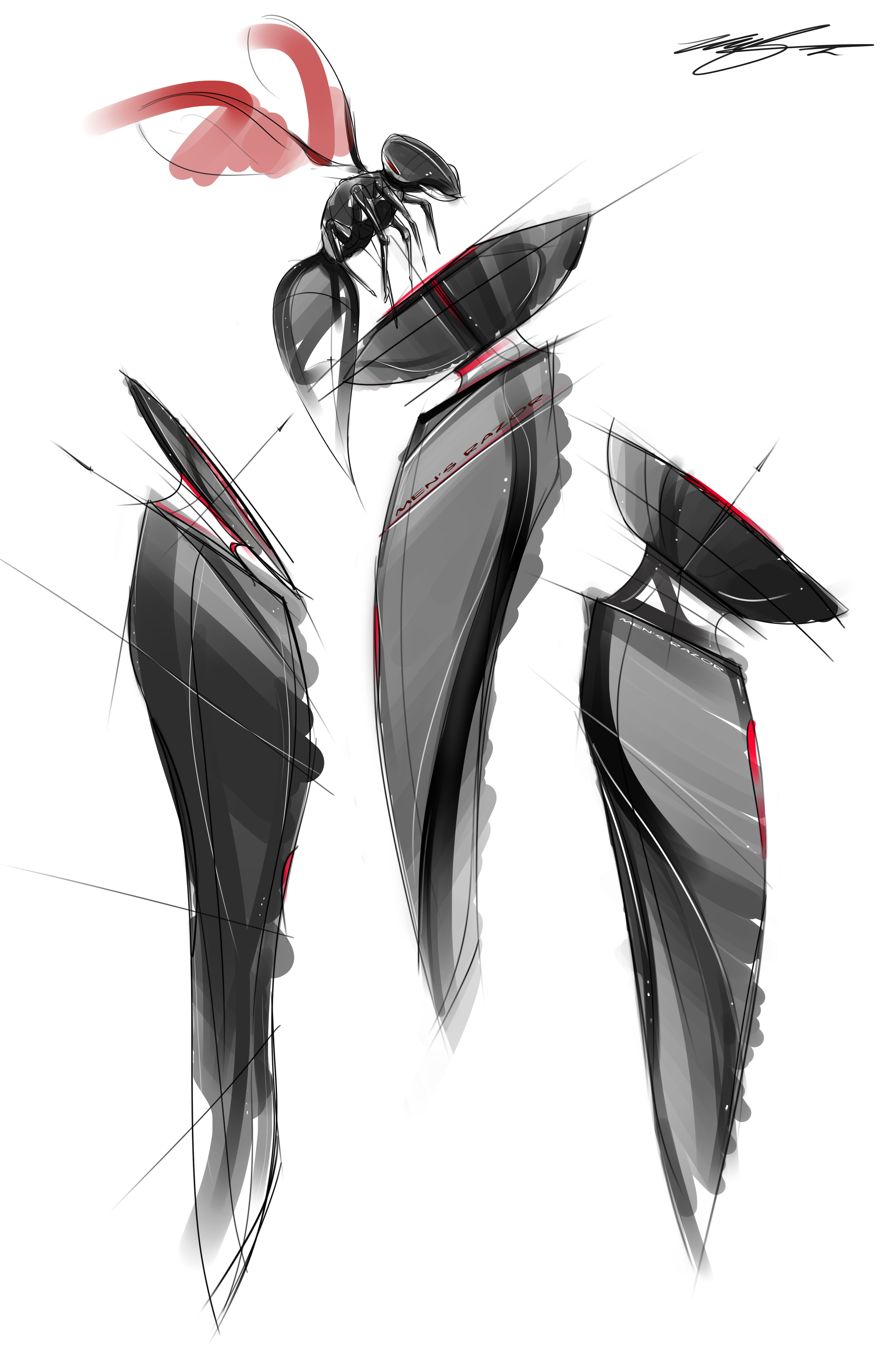 razor，Electric drawing，Hand drawn，