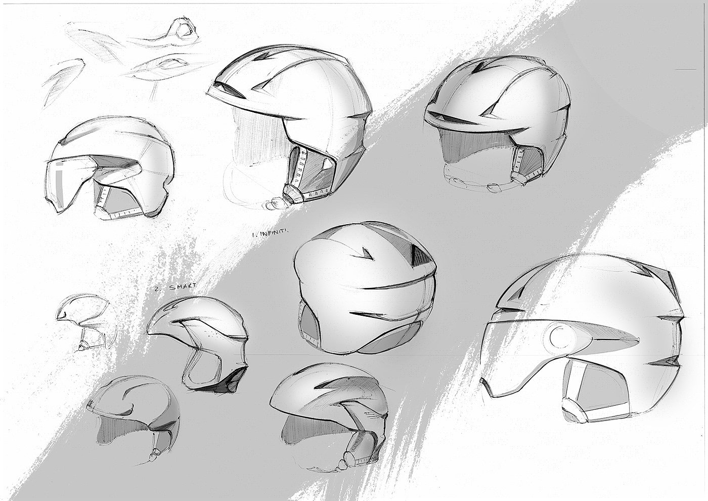 Electronic hand drawing，product design，Helmet，