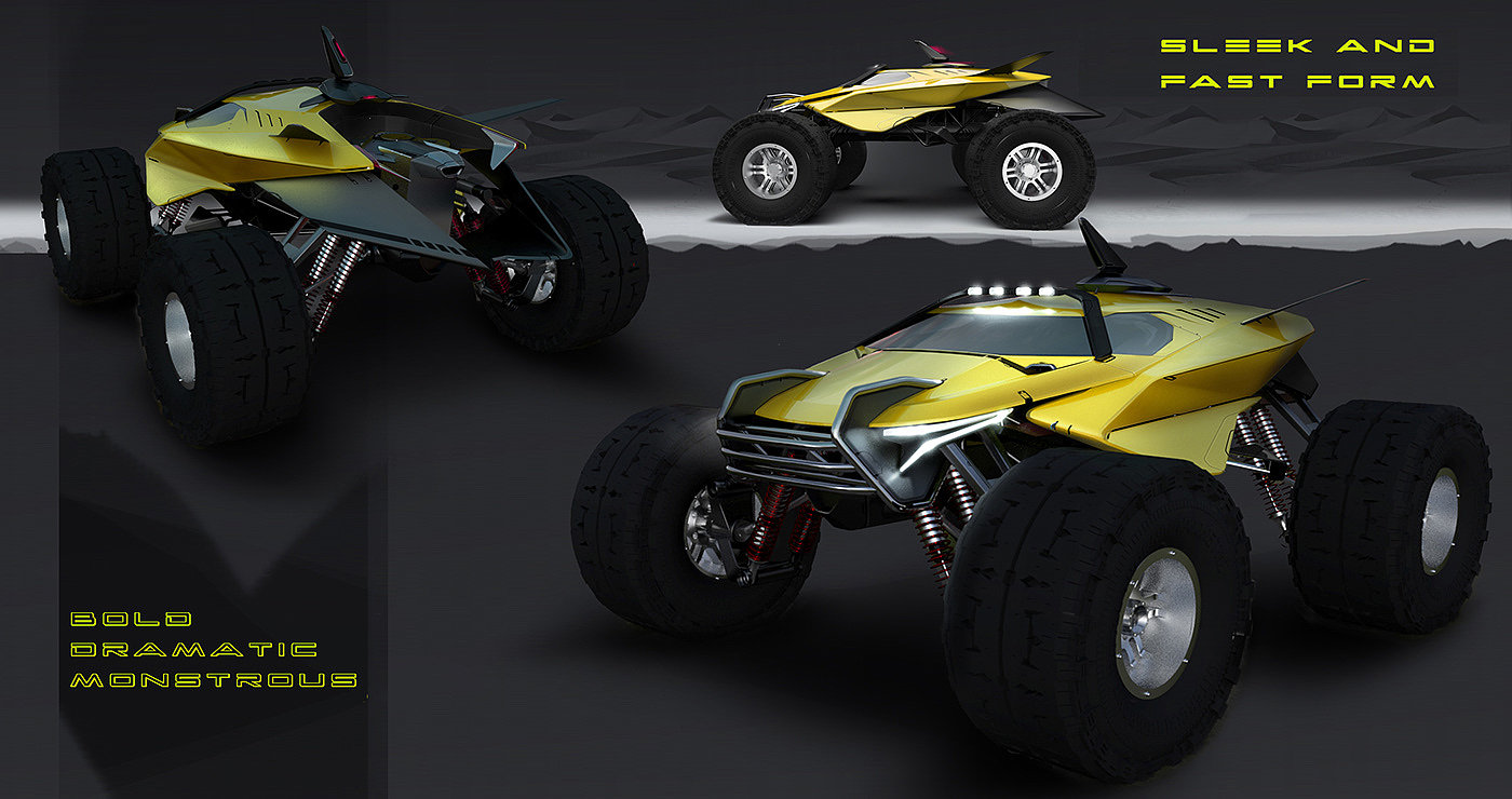 Monster truck，truck，3D rendering，