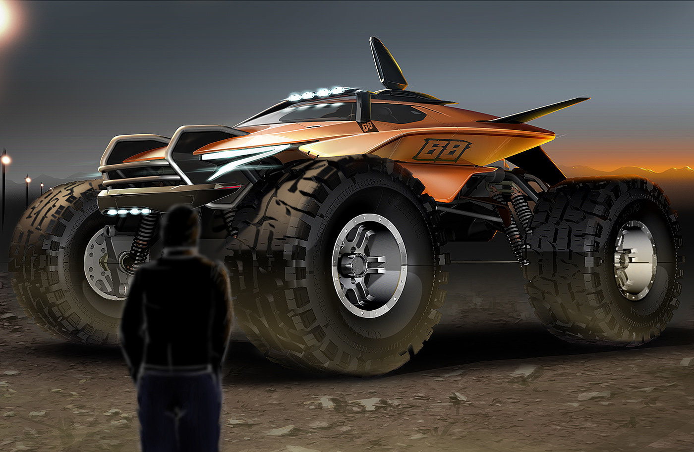 Monster truck，卡车，3d渲染，