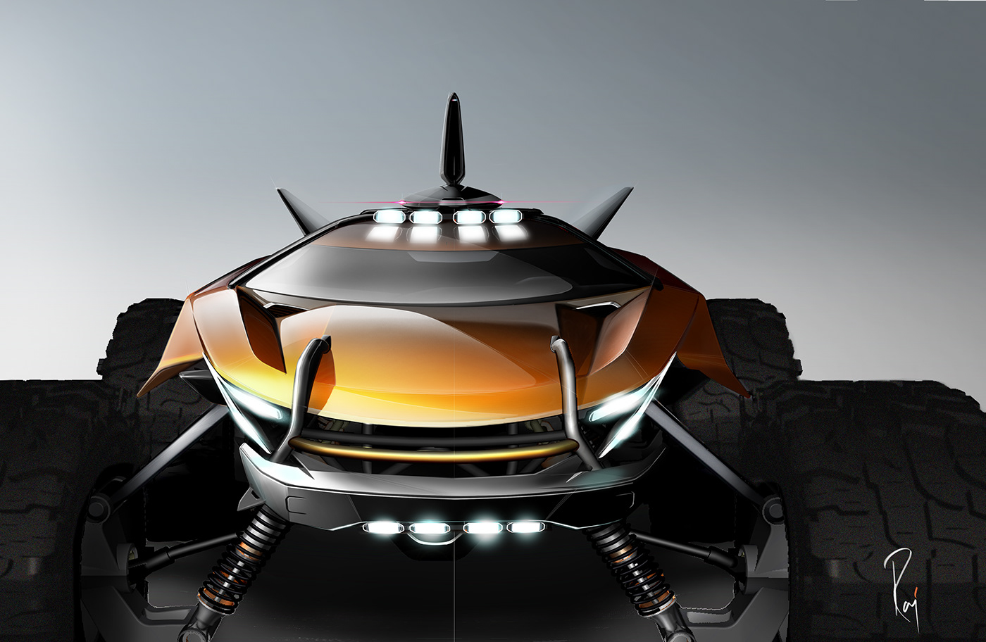 Monster truck，truck，3D rendering，