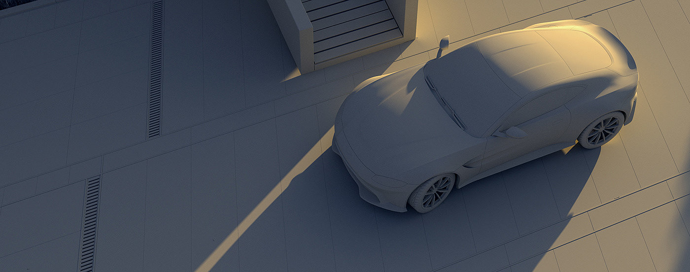 CGI image，yellow，Automobile design，Aston Martin Vantage，