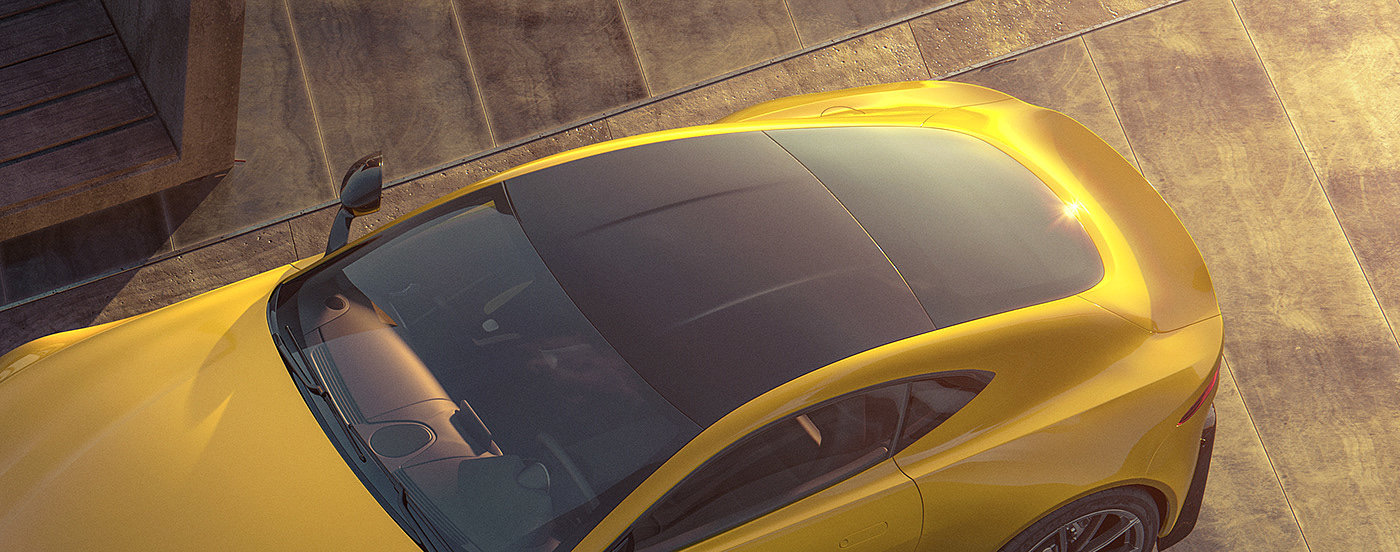 CGI image，yellow，Automobile design，Aston Martin Vantage，