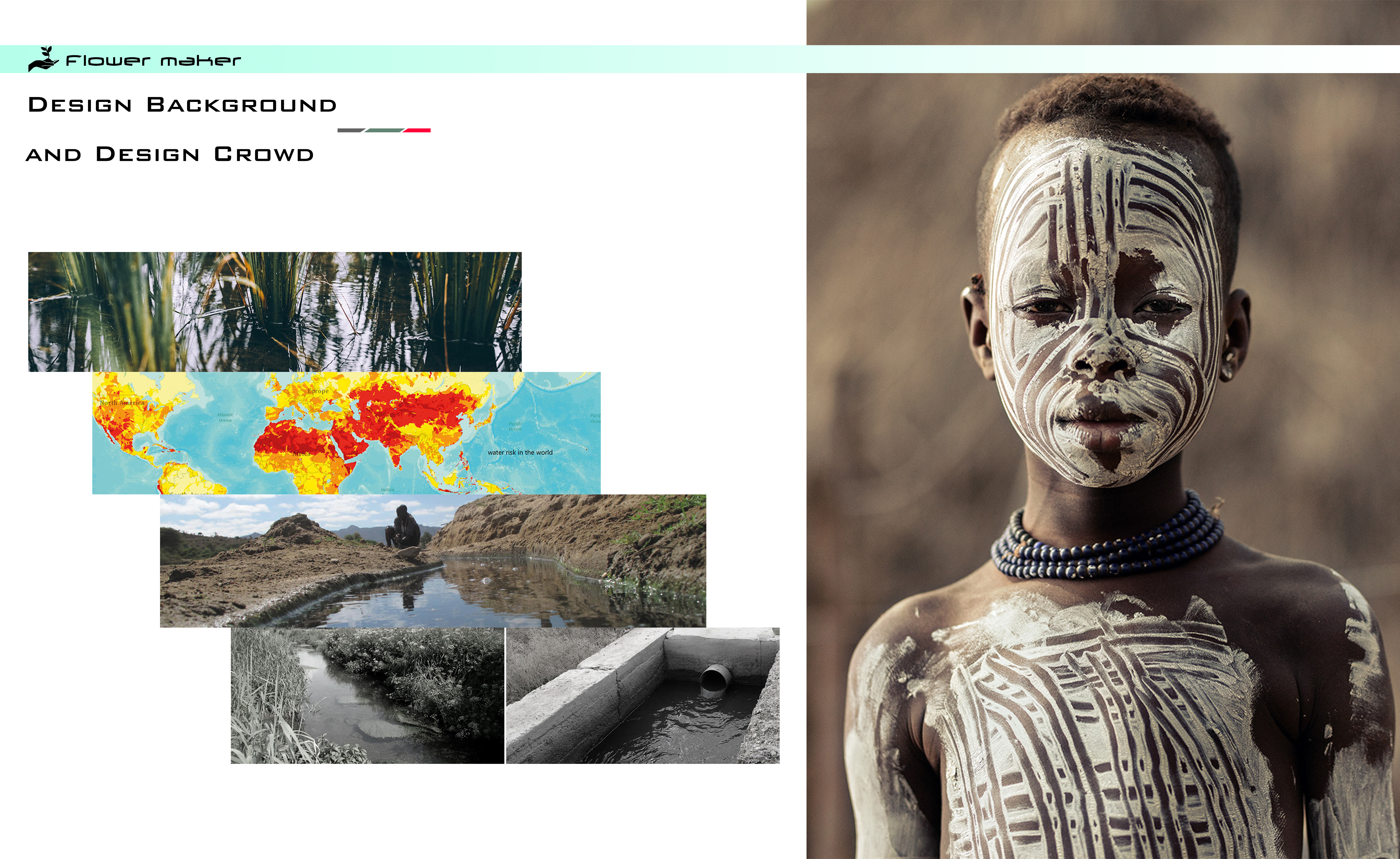 Rainwater collection, large area, Africa, flowers, water, poverty，