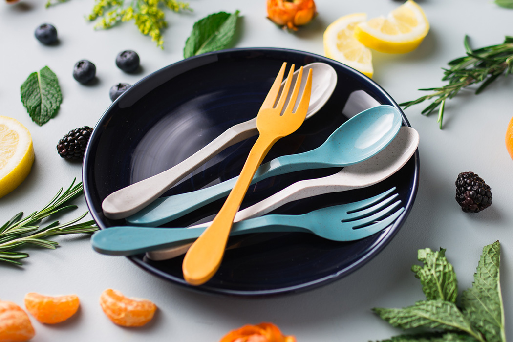 biological materials，biodegradable，tableware，Spoon，Fork，