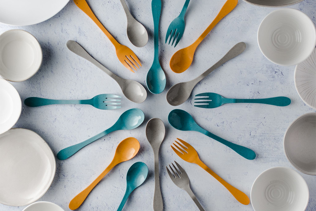 biological materials，biodegradable，tableware，Spoon，Fork，