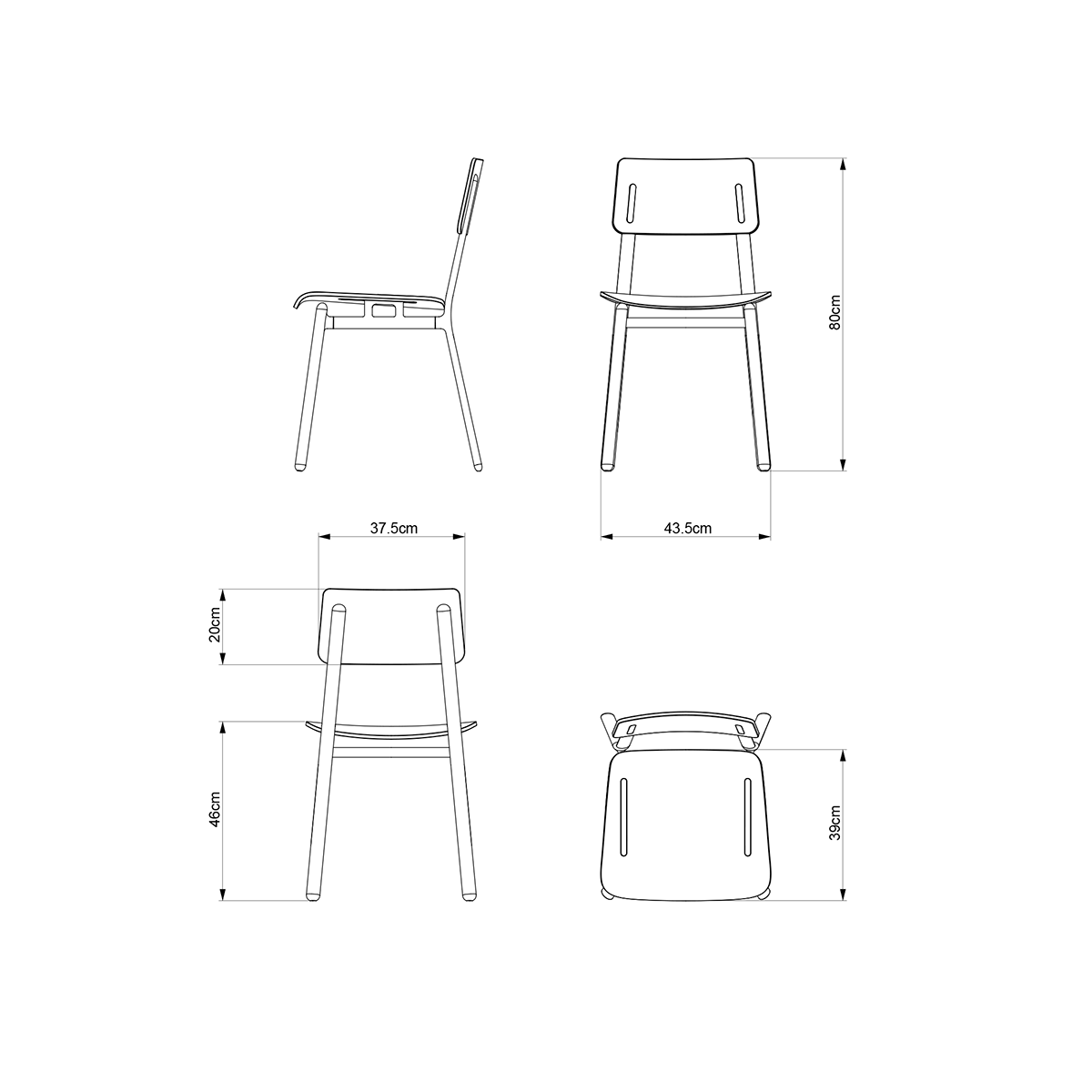 ALTONA，chair，Simplicity，black and white，