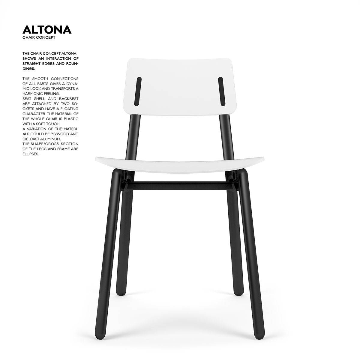 ALTONA，chair，Simplicity，black and white，