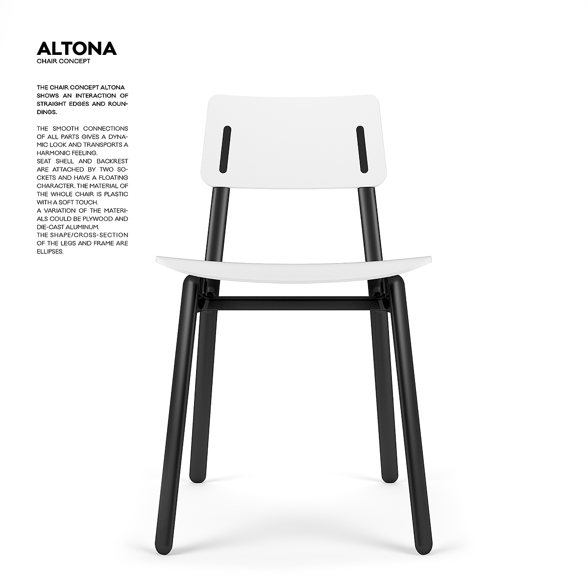 ALTONA，chair，Simplicity，black and white，