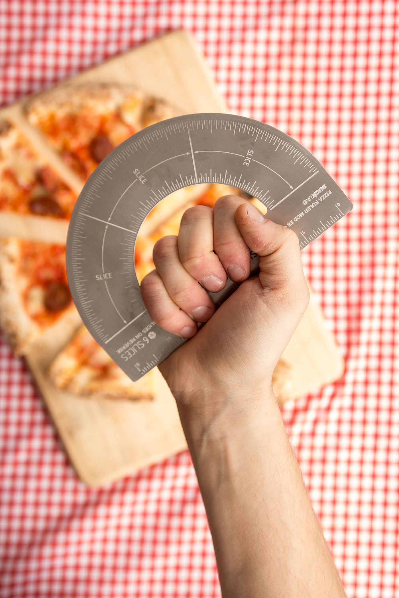 披萨，圆尺，切割，