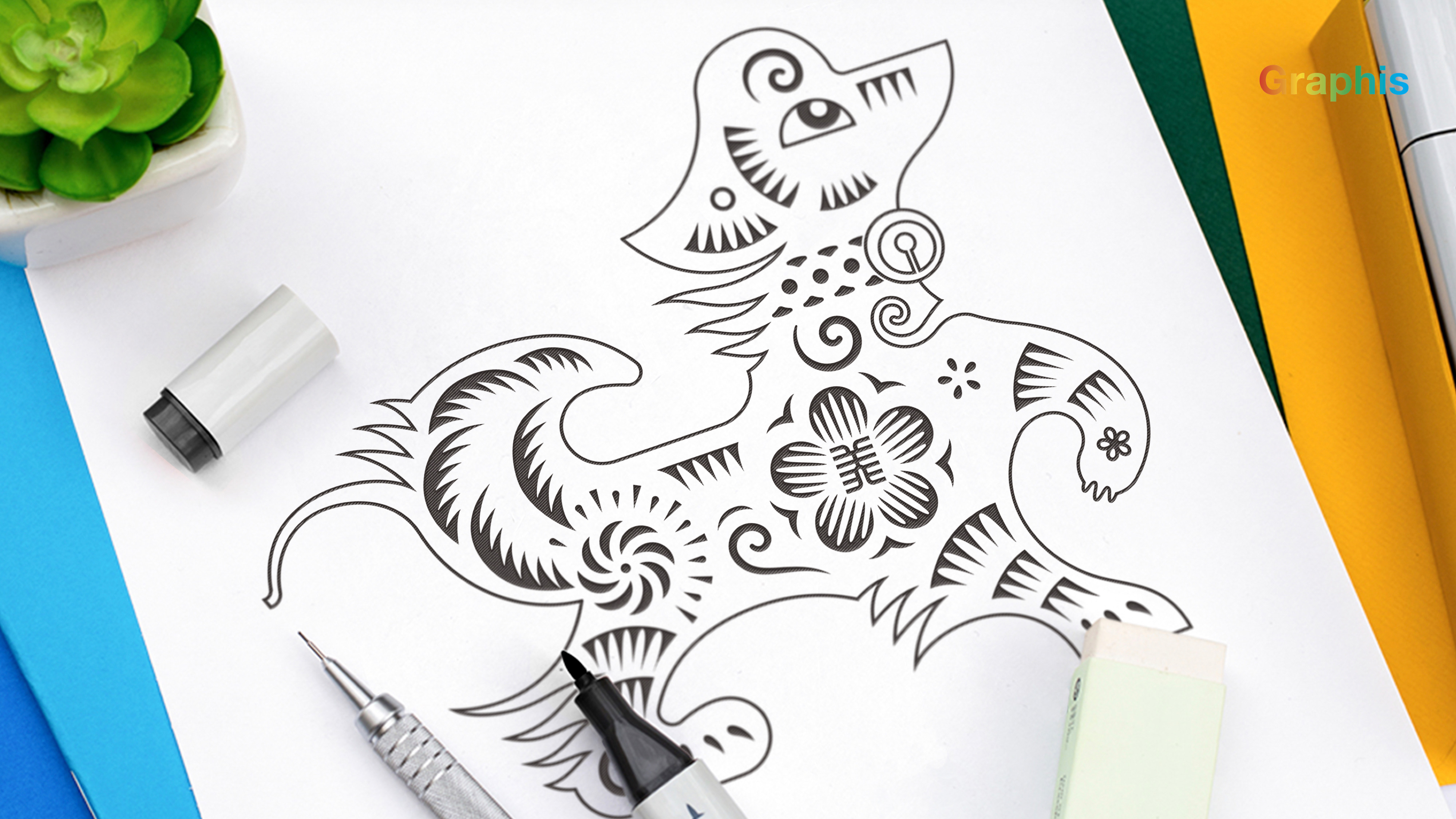 Postage Stampes ，Year of the dog Zodiac，Cultural and creative products，graphic design ，Illustration design，Chinese style design，