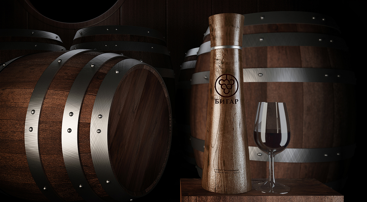 Bigar Wine Bottle，包装设计，木质，葡萄酒，