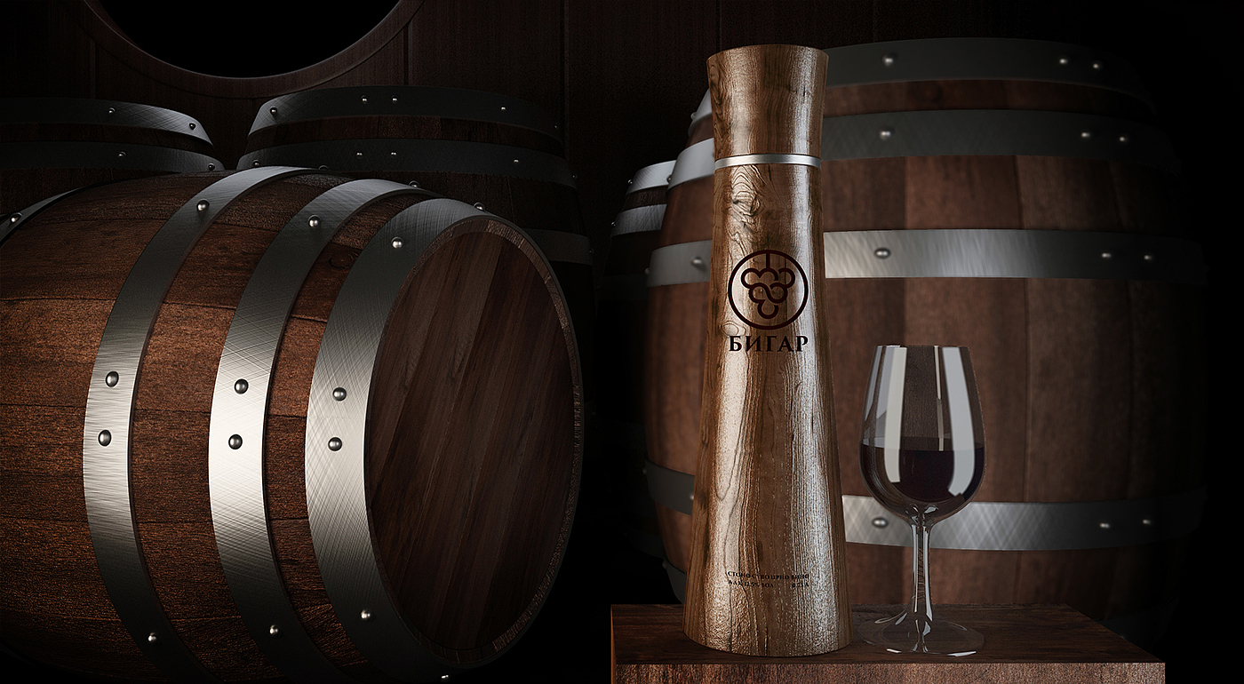 Bigar Wine Bottle，packing design，woodiness，Wine，