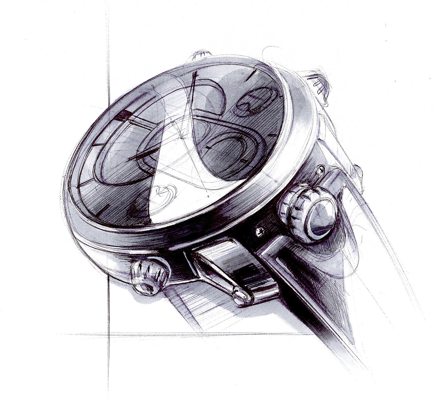 product design，Line，Wrist watch，Hand drawn，