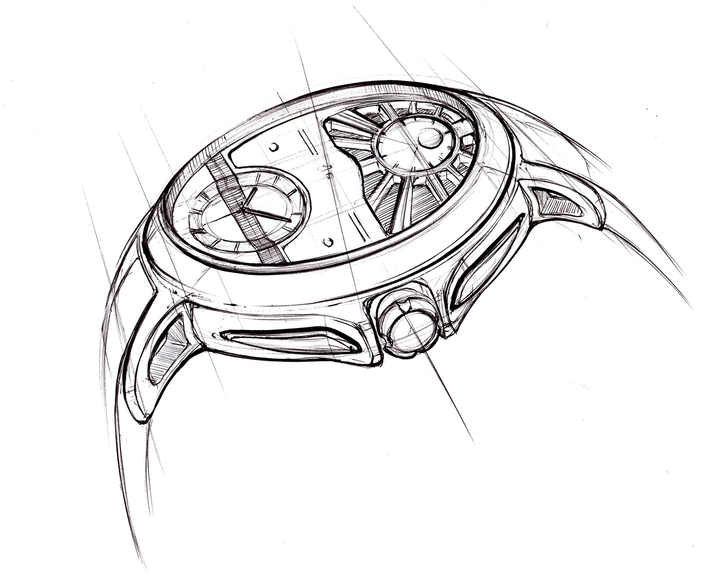 product design，Line，Wrist watch，Hand drawn，
