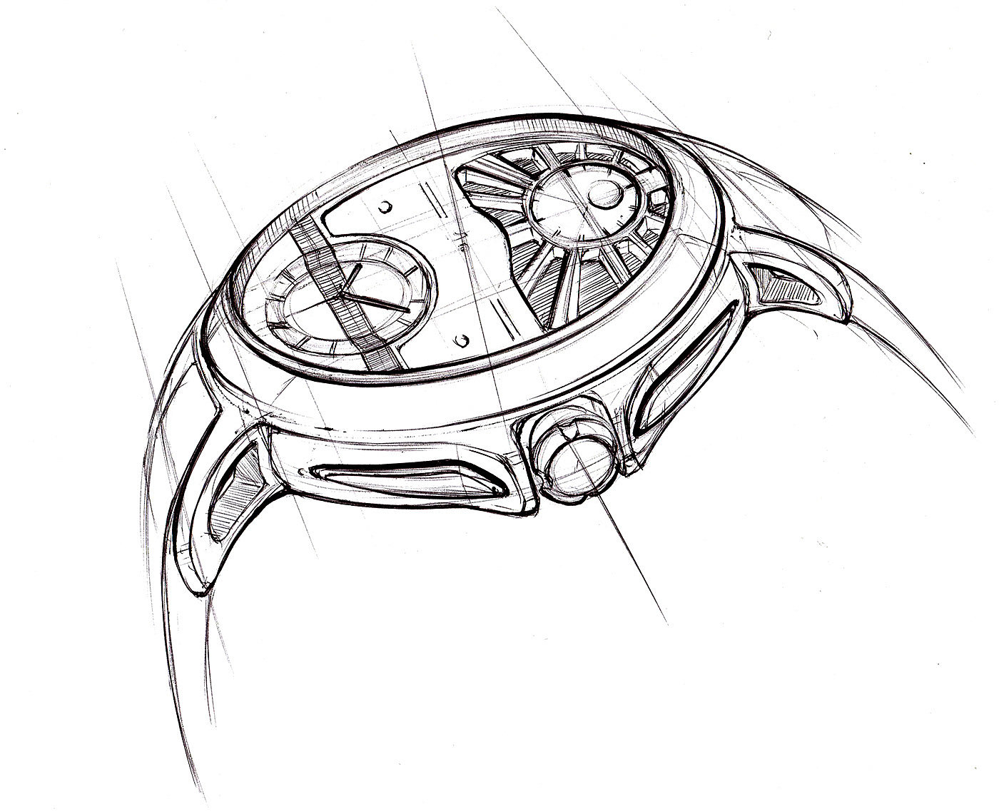 product design，Line，Wrist watch，Hand drawn，